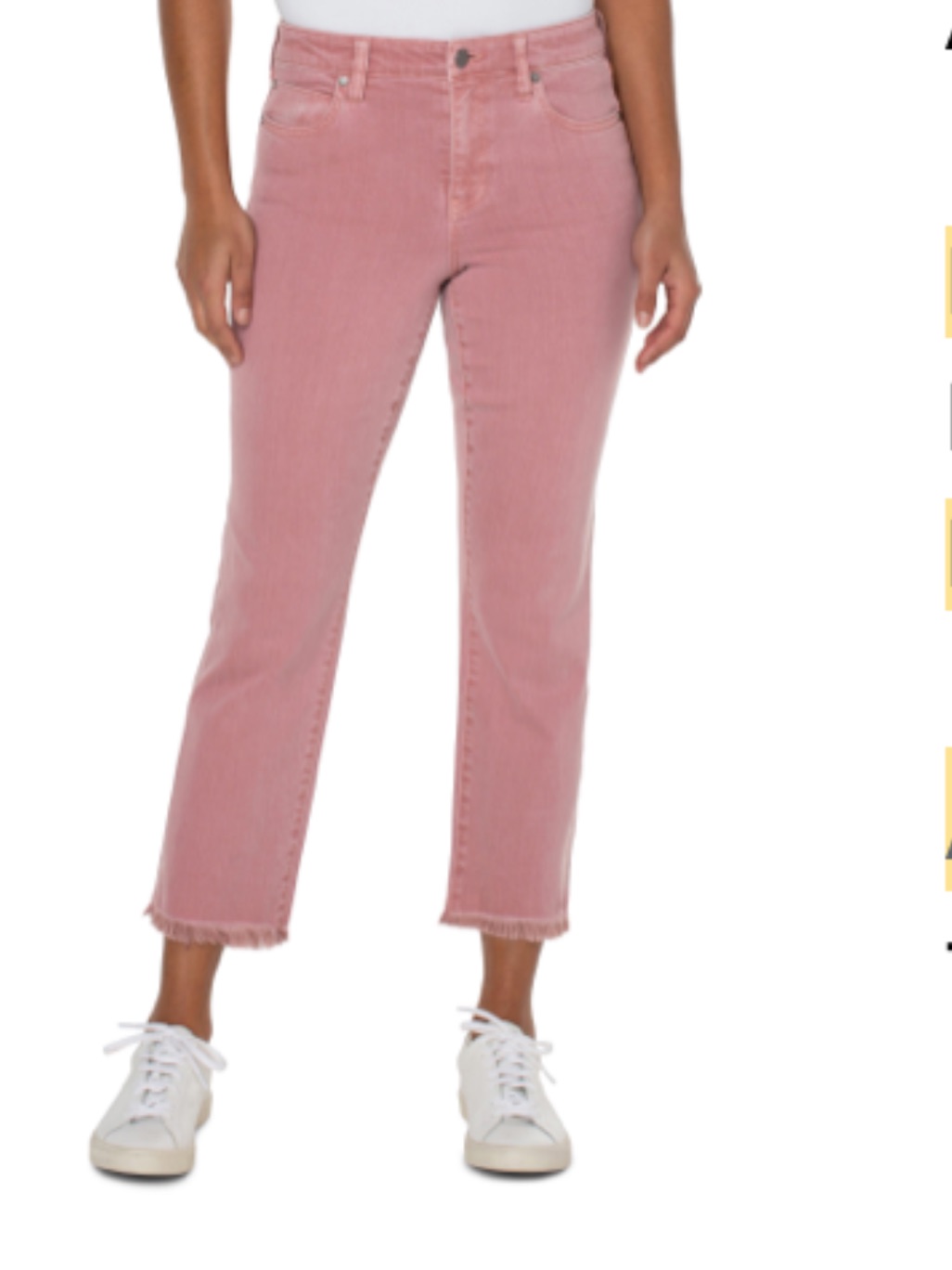 Liverpool Antique Rose Kennedy Crop Fray Hem Straight-Leg Jeans